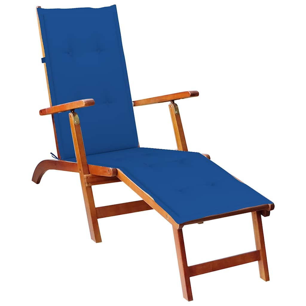 vidaXL tumbona de jardín con reposapiés y cojín madera maciza acacia