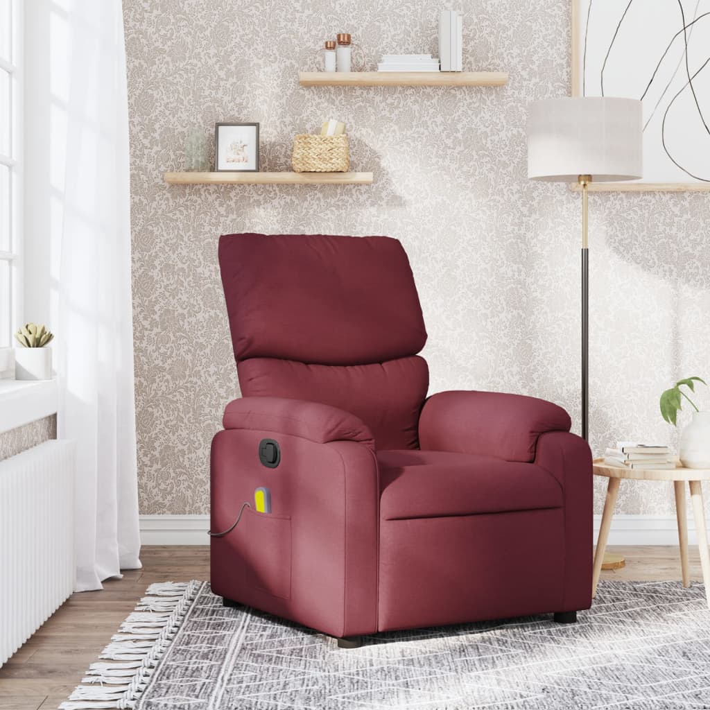 Sillón de masaje reclinable de tela color vino tinto qweo3717
