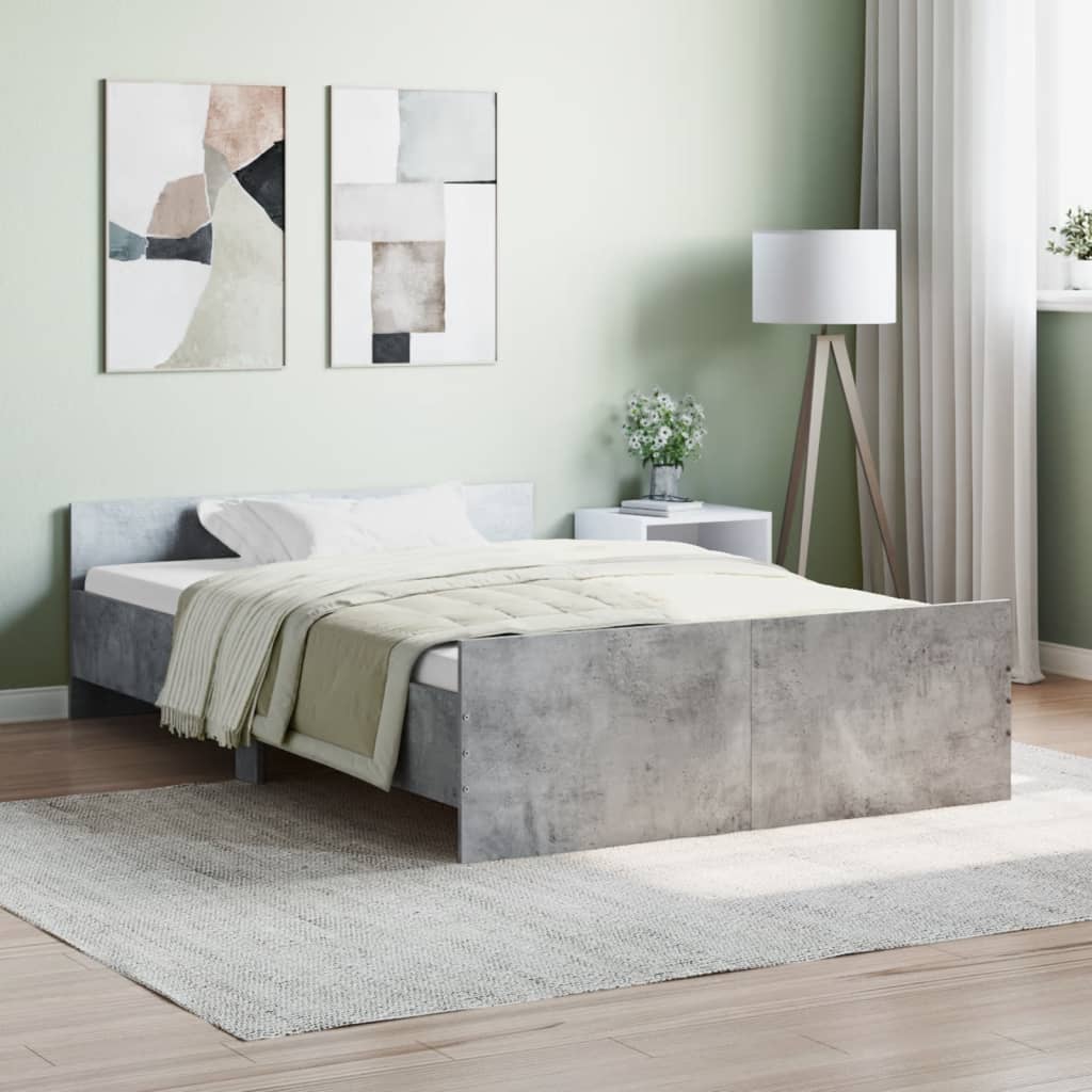 Cama con cabecero piecero gris hormigón 120x190cm