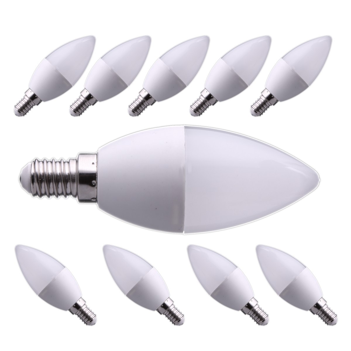10x bombilla LED e14, tipo vela, c37 7w, blanco neutro