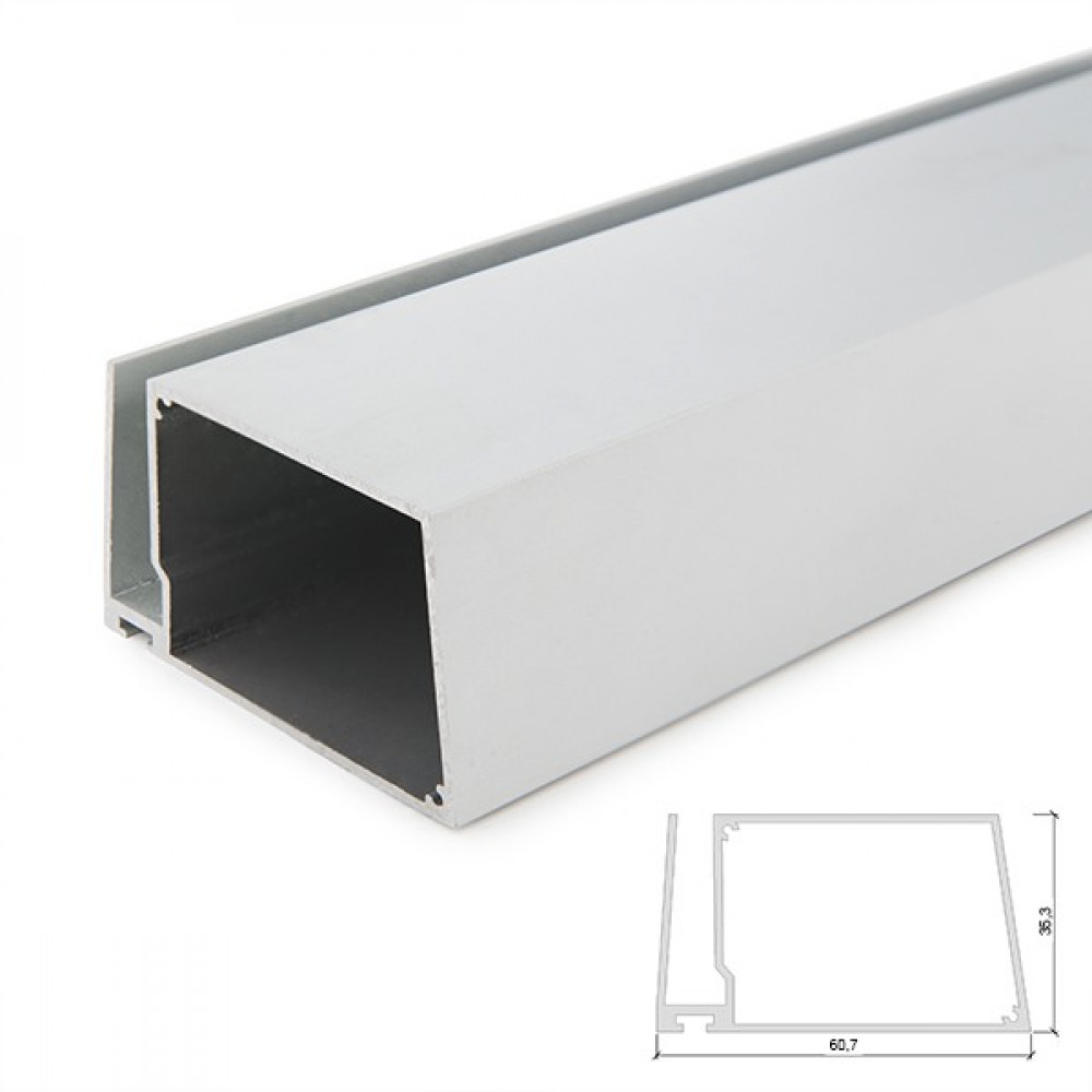 Perfíl aluminio para tira LED estanterías cristal espesor 8mm - alojamient