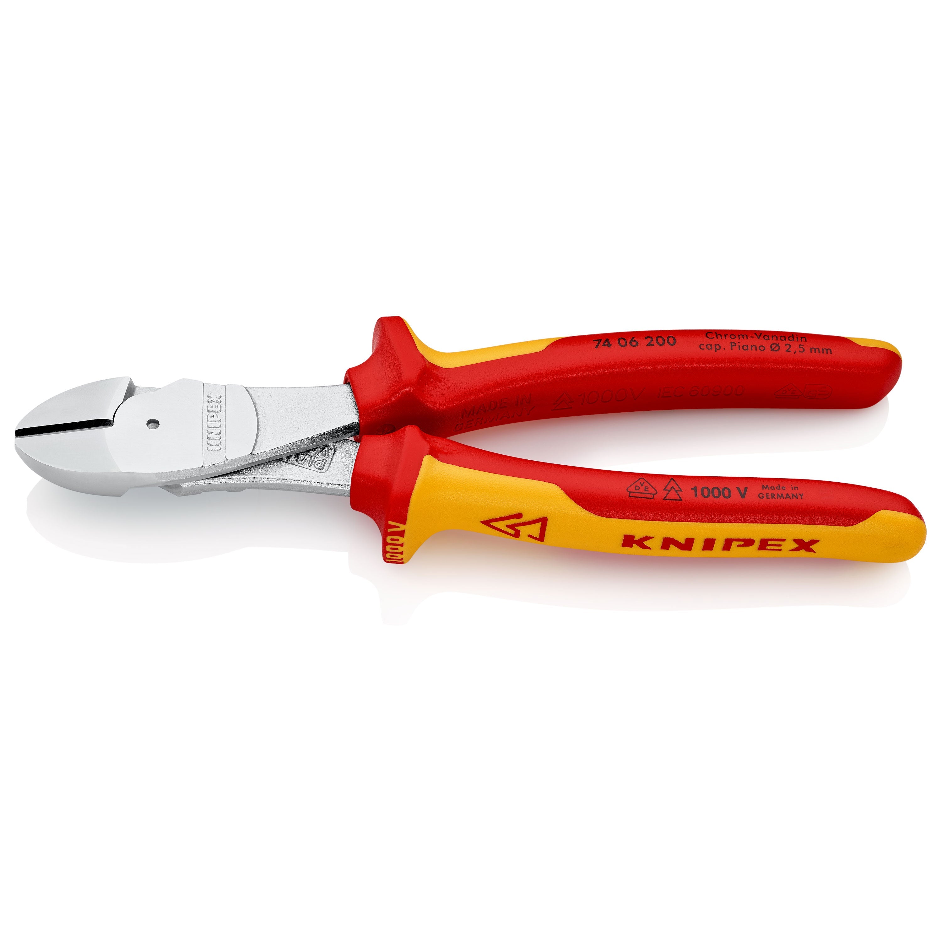 Alicate de corte lateral para serviço pesado 74 06 200 vde (vermelho/amarel