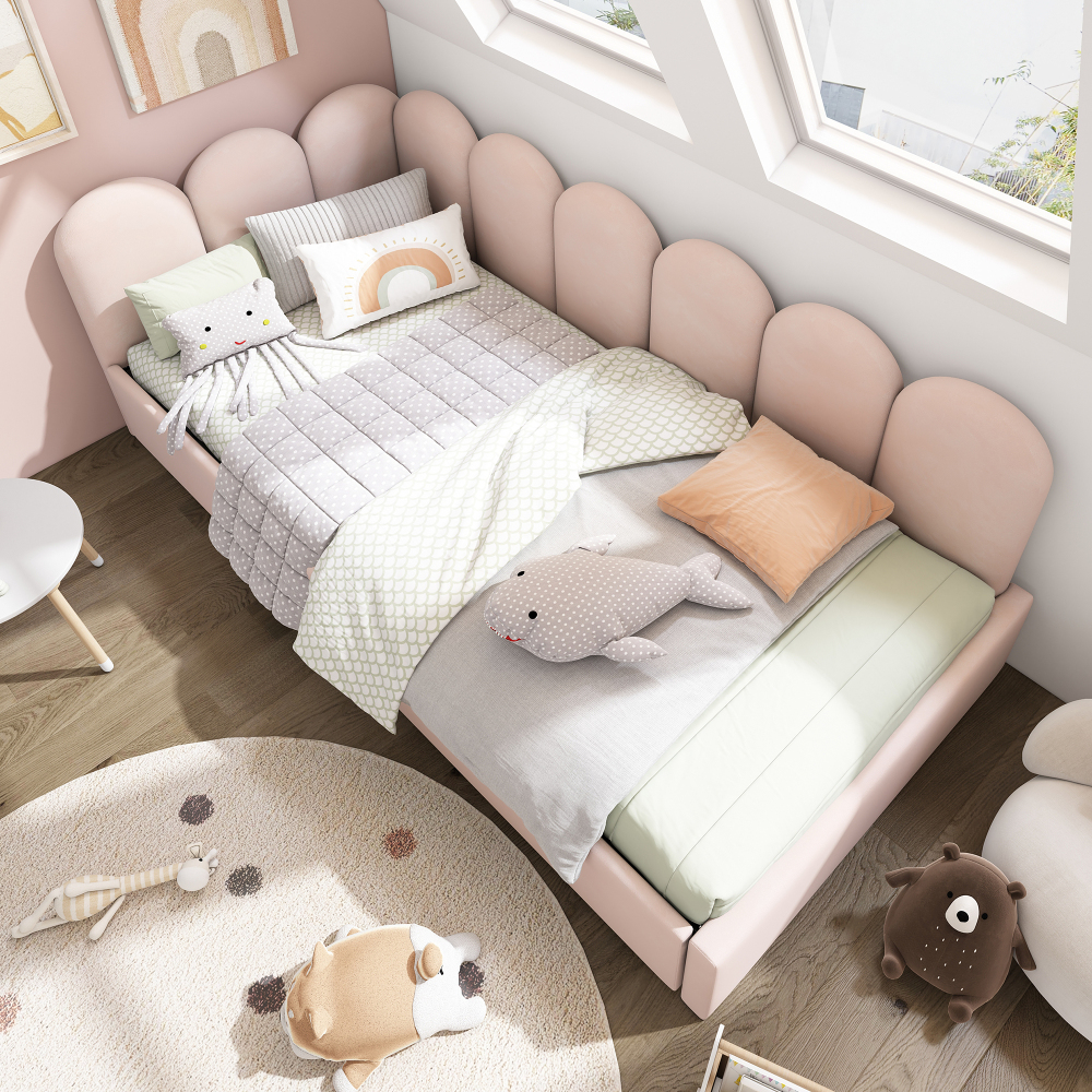 Cama tapizada 90x190cm con cajones y función sofá terciopelo – color rosa