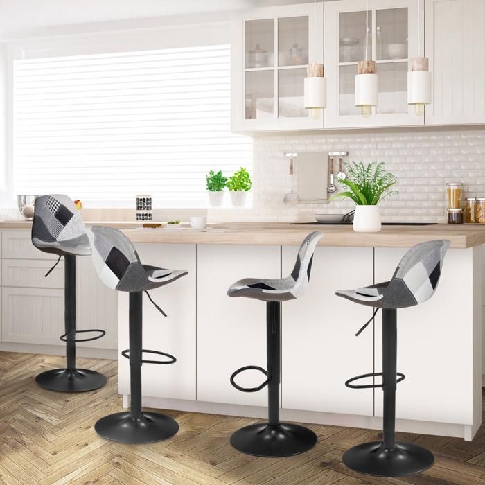 Taburetes bar karl patchwork lote de 4 negro gris blanco