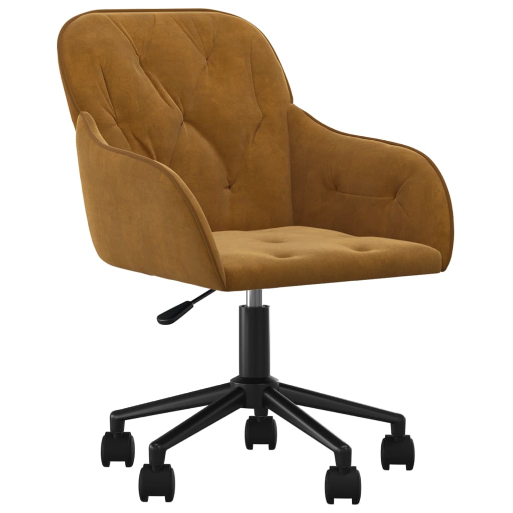 Silla giratoria/sillón de estudio/oficina de terciopelo marrón 02_0024147