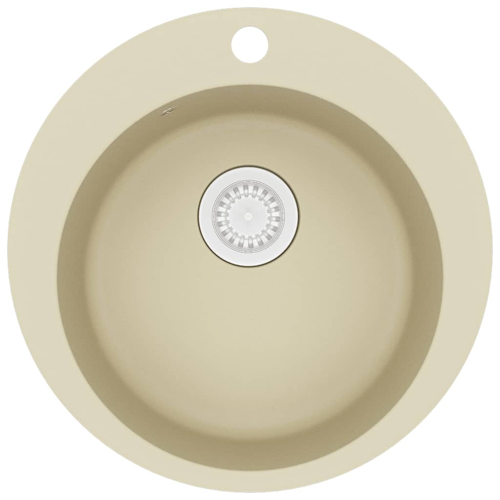 vidaXL fregadero de cocina de granito con un seno redondo beige