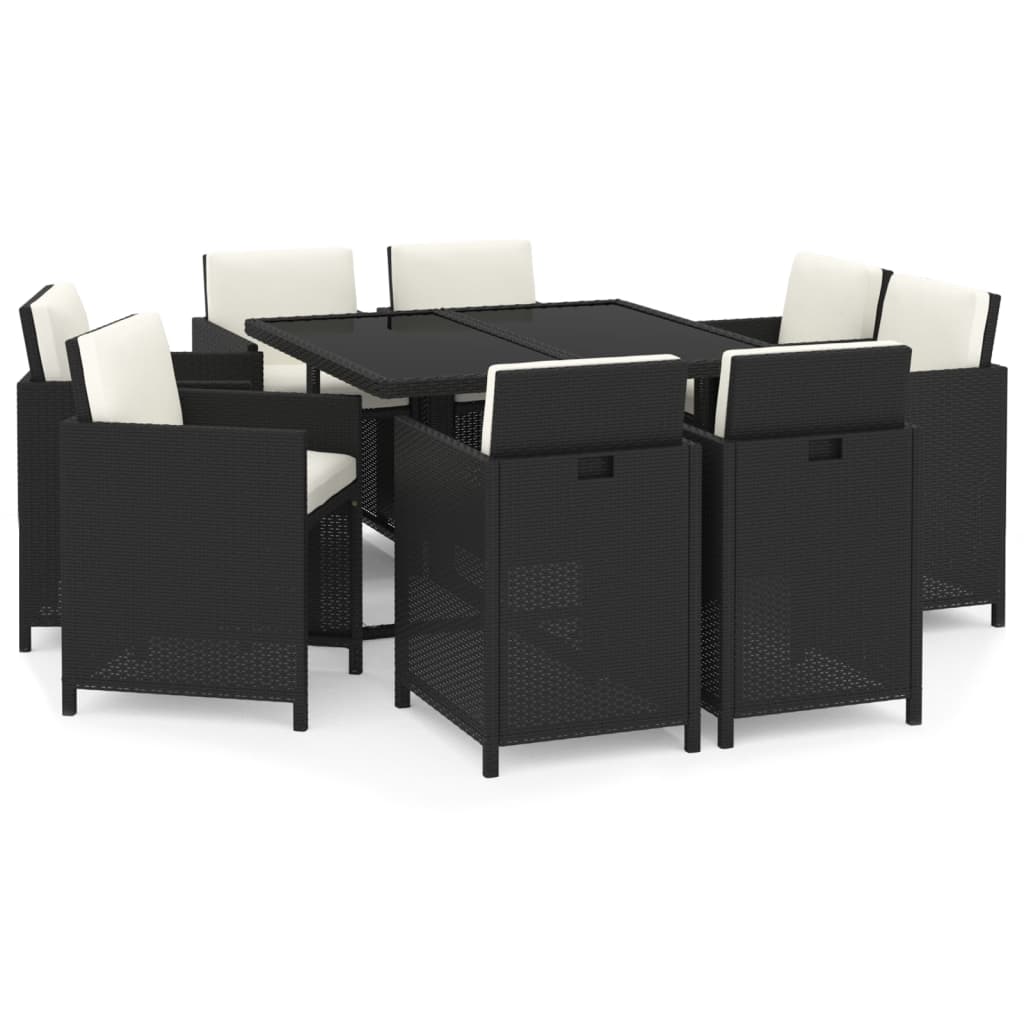 Conjunto de comedor de 9 piezas de resina tejida
