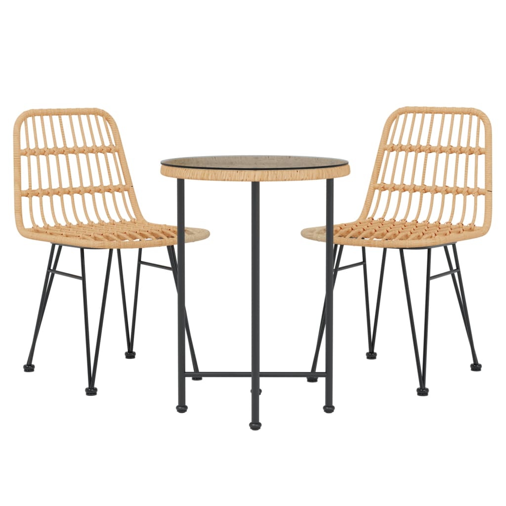 vidaXL juego de comedor de jardín 3 piezas ratán sintético