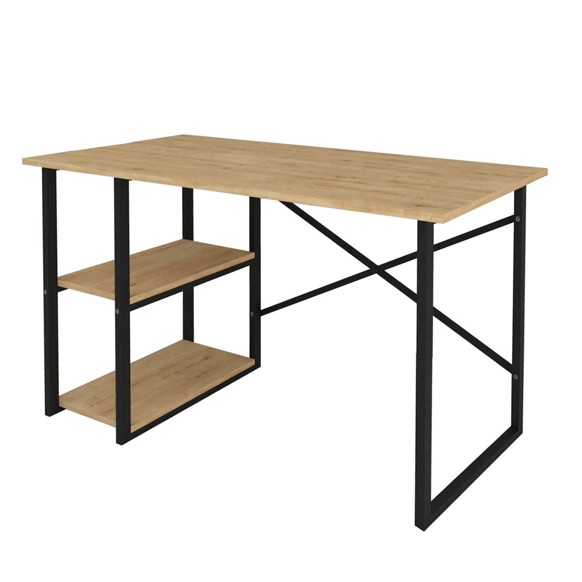 Mesa escritorio base metal 2 estantes 75x120x60 safir