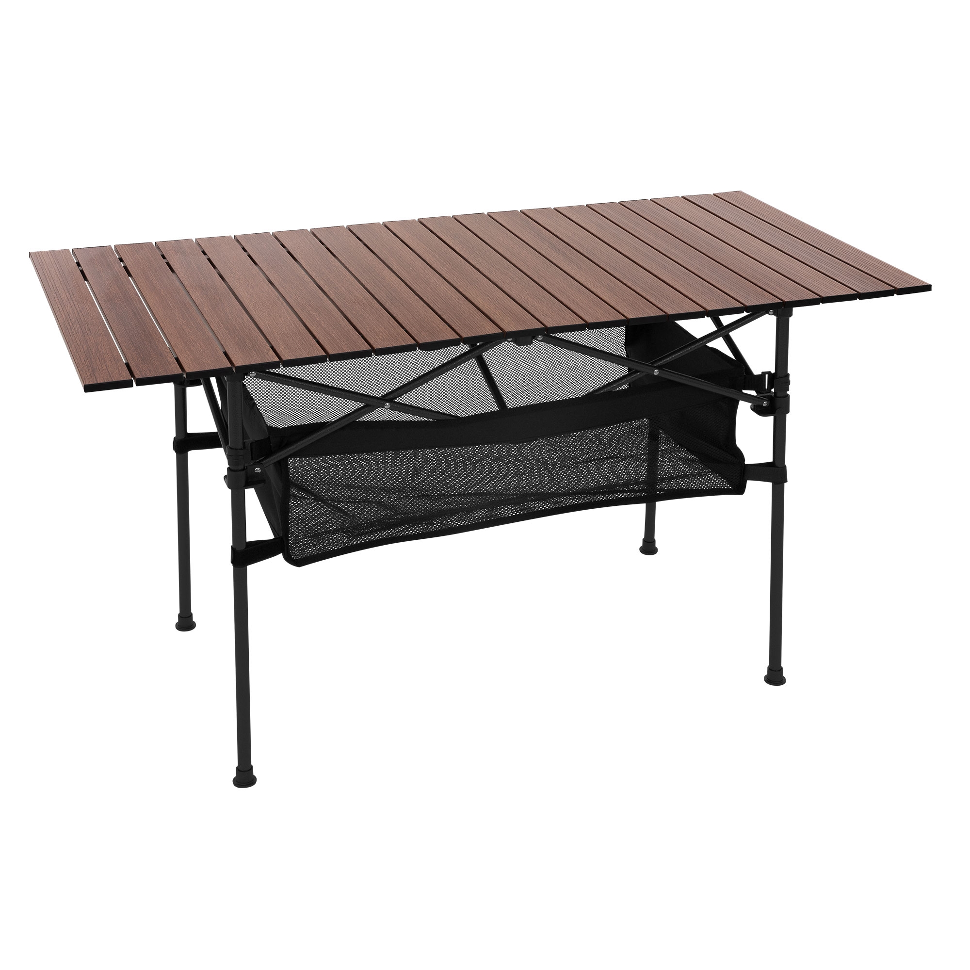 Mesa plegable de camping 118x55x64,5 cm de aluminio marrón