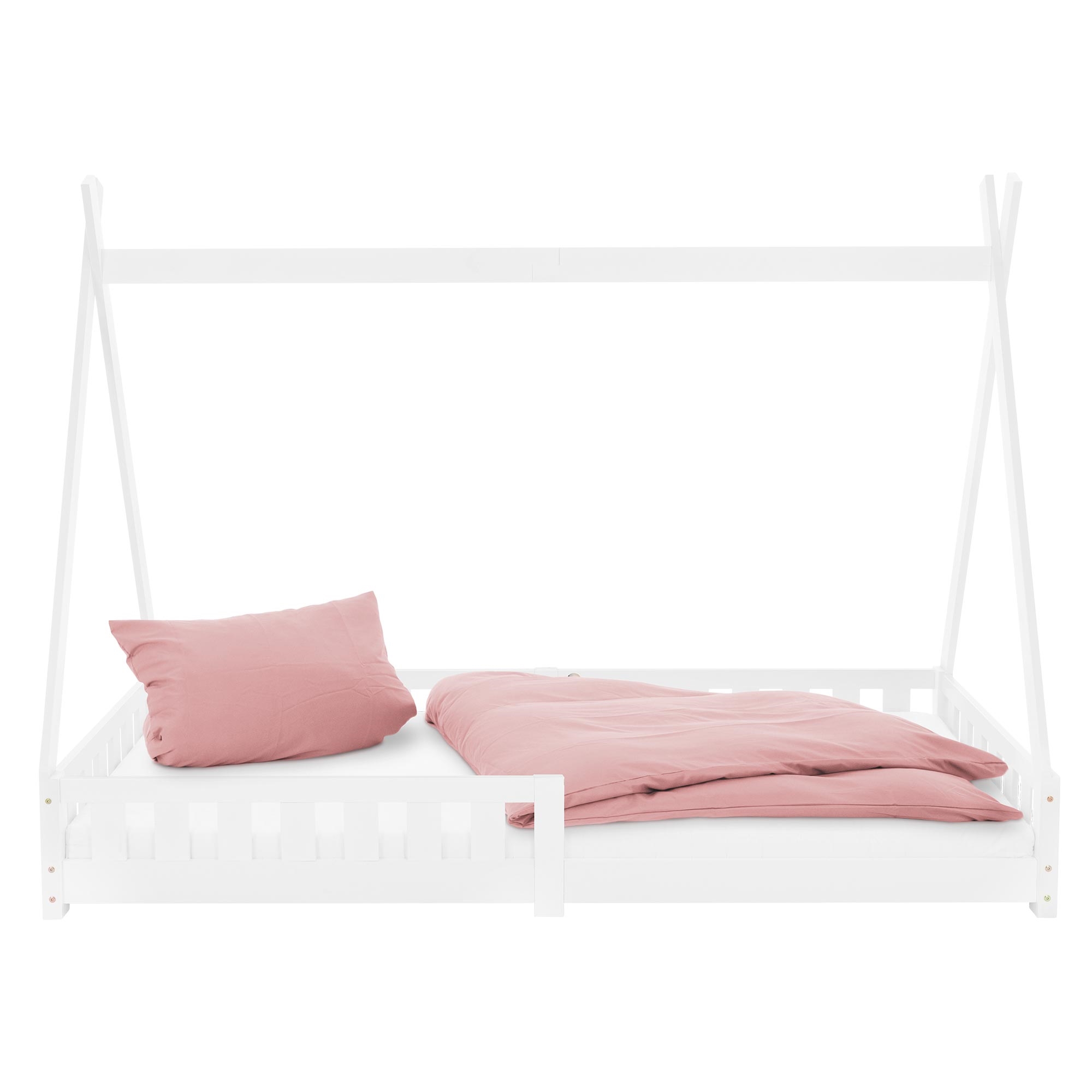 Cuna con protección anticaída y somier 90x200cm blanco ecd germany
