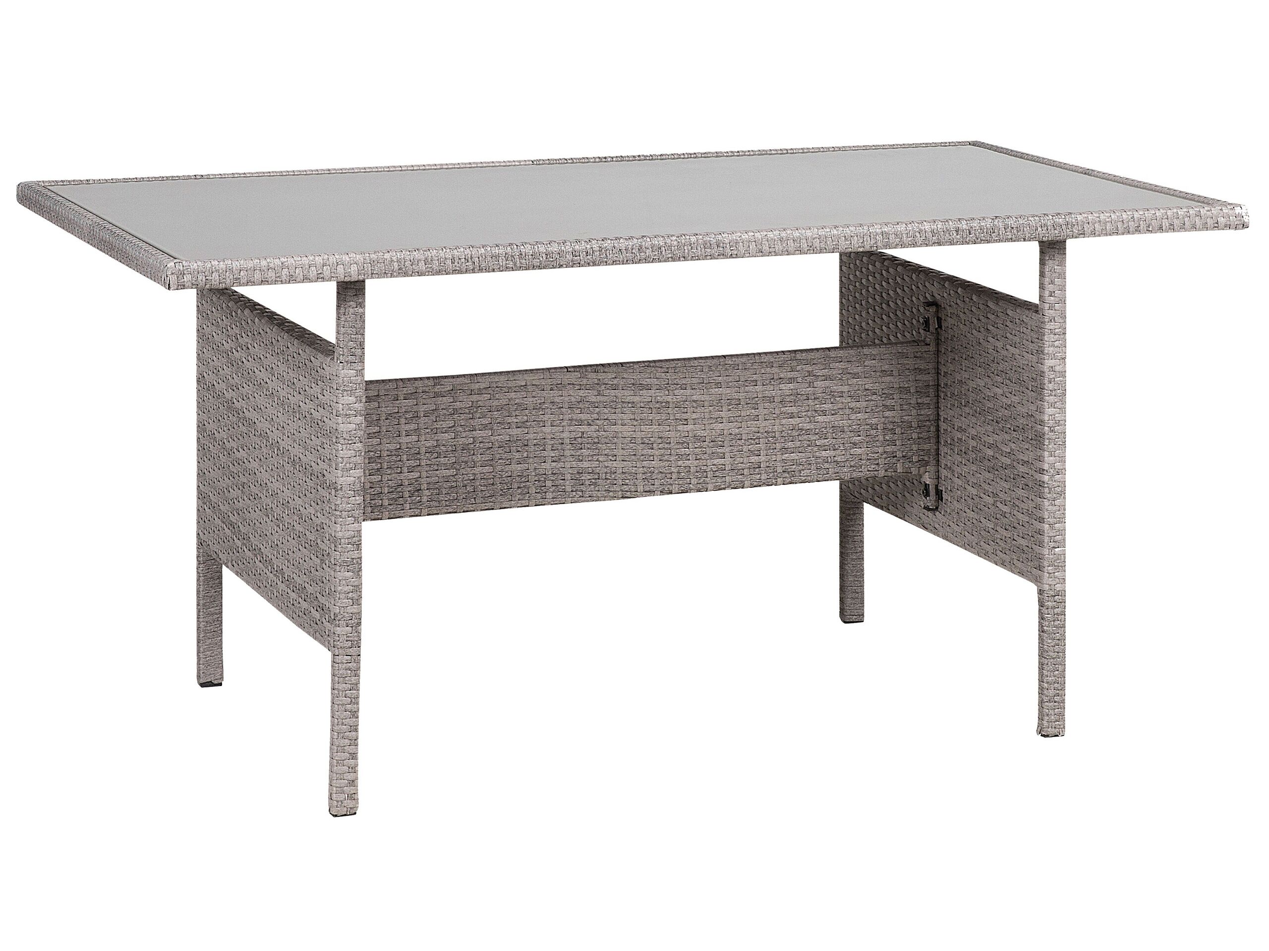 Mesa de jardín viterbo 145 cm 80 cm vidrio gris claro