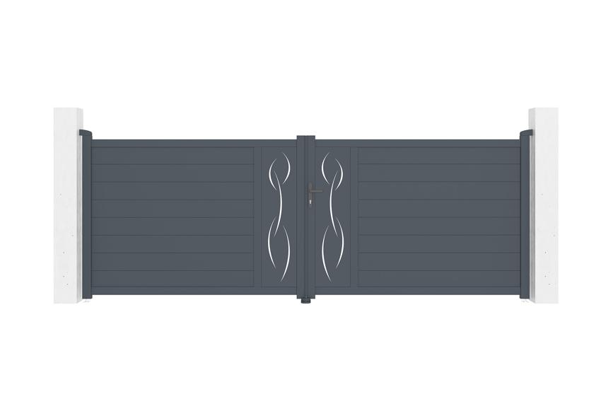 Puerta batiente regulable ancho 4m life h.140cm aluminio gris