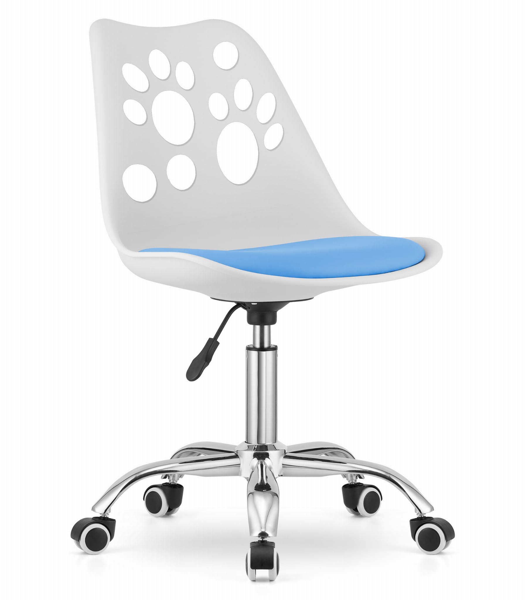 Silla giratoria ergonómica valora print blanca y azul para el hogar