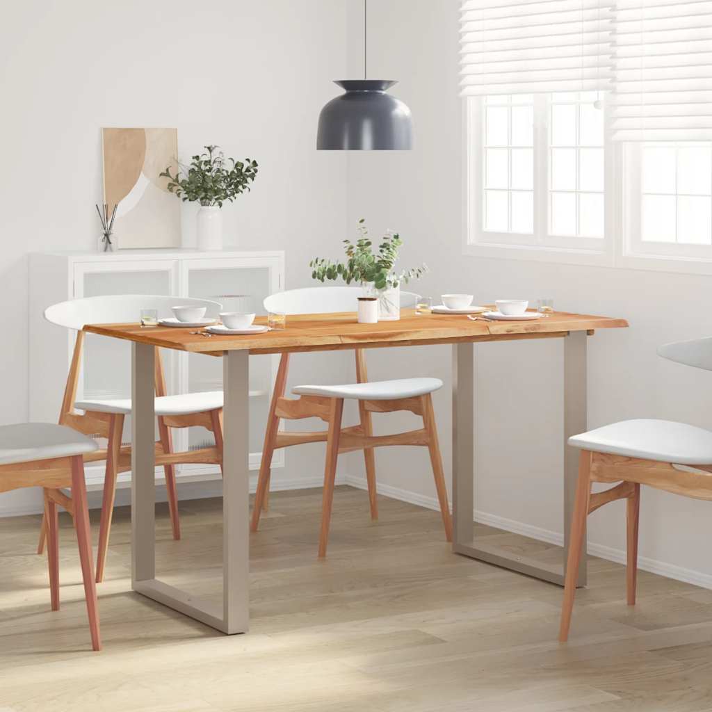 Mesa de comedor de madera maciza de acacia 140x70x76 cm oif569394