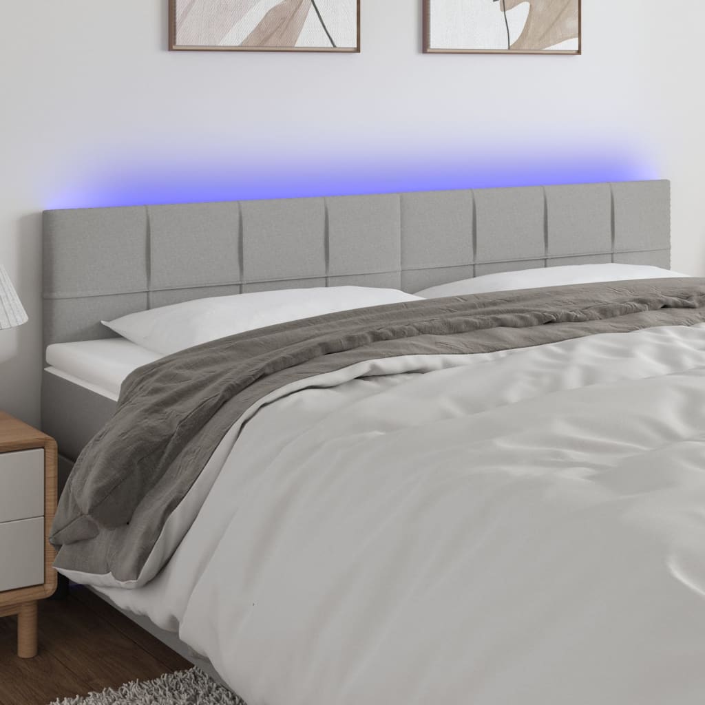 Cabecero con LED de tela gris claro 180x5x78/88 cm 584127