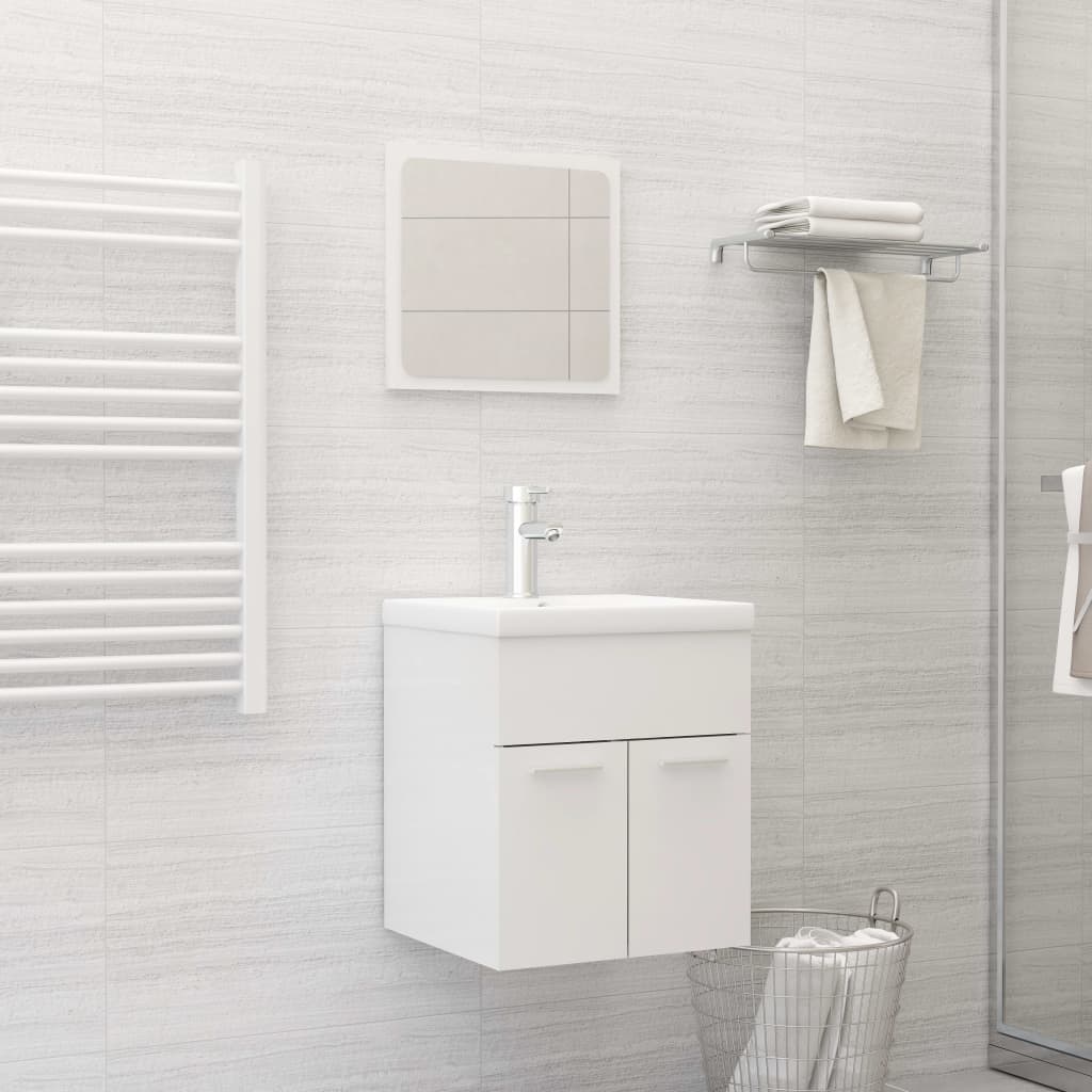 Set muebles de baño 2 piezas madera contrachapada blanco brillo(sin lavabo)
