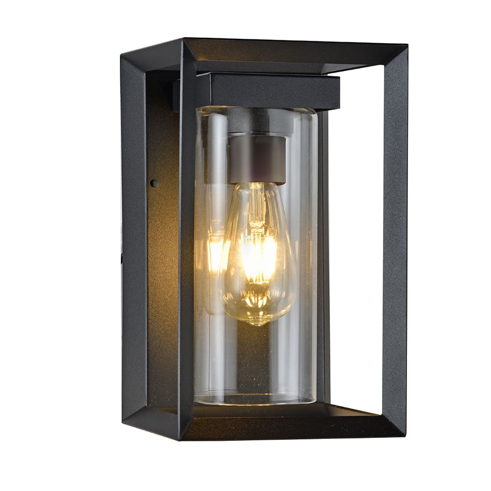 Aplique de pared exterior road retro vintage rectangular negro 1xE27 ip23