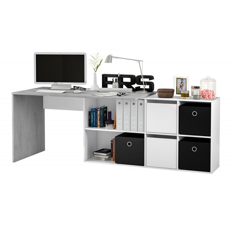 Mesa de escritorio multiposición 136x139 cm adapta xl blanco - gris