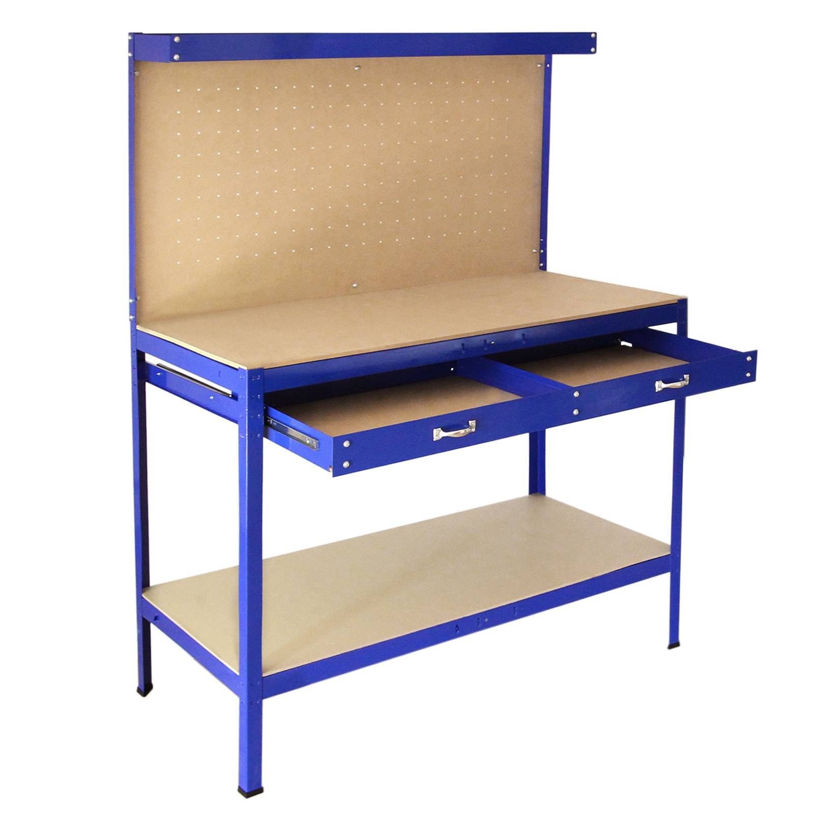 Banco de trabajo mesa de trabajo ganchos de mesa taller de cajones azul
