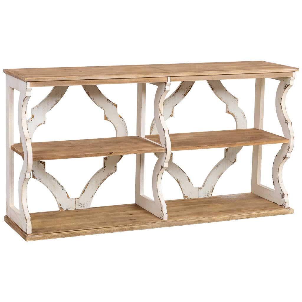 Estantería de madera marrón y blanca de 3 baldas 163x42x85h cm