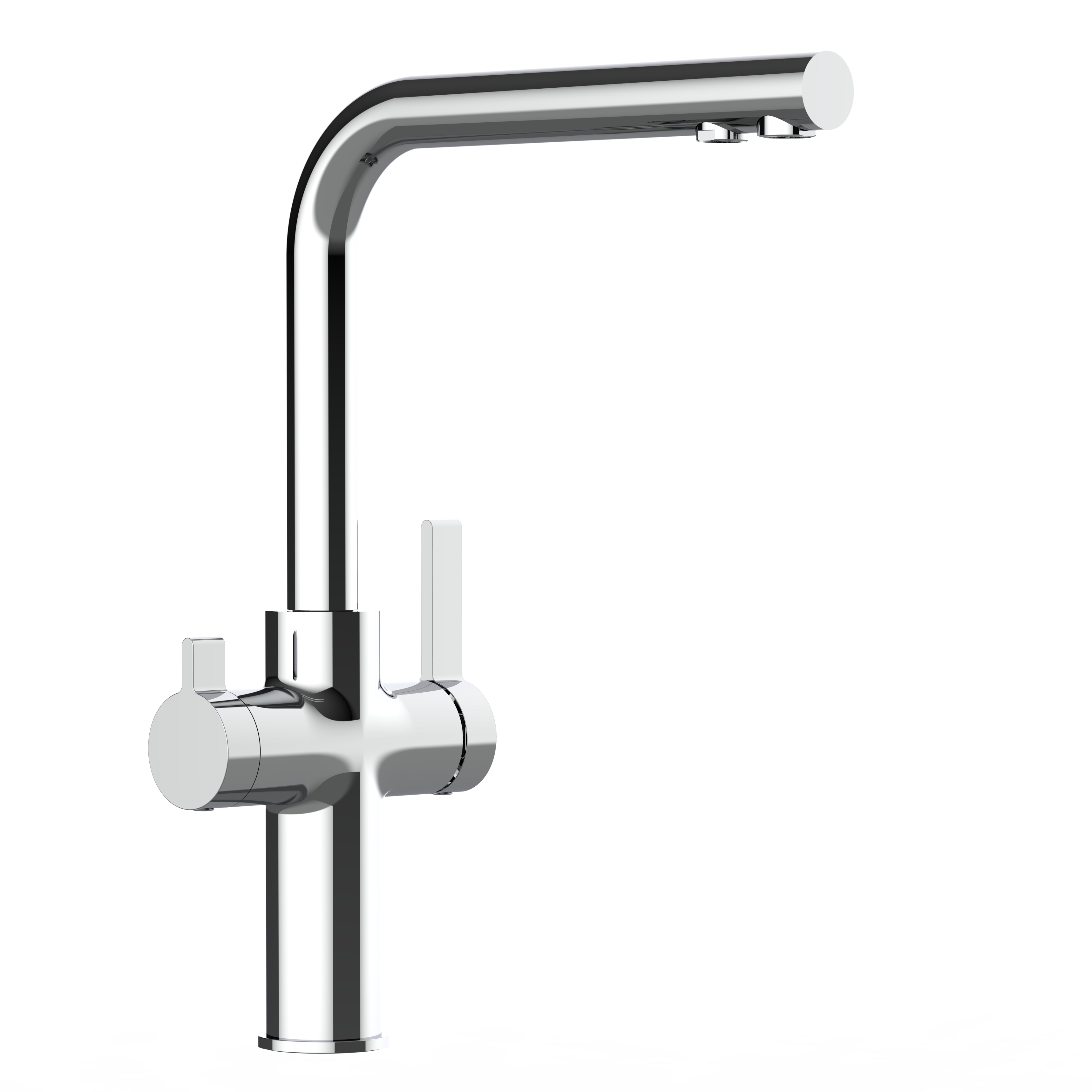 Grifo de cocina 4 vías cromado con caño alto l giratorio 360°, Serie FC