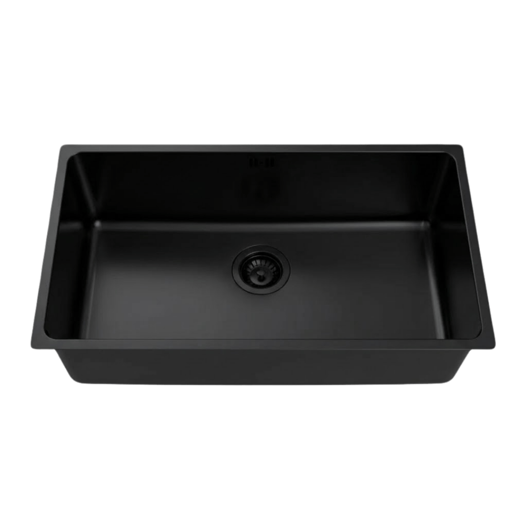 Inoxa fregadero 1 cubeta grande 76x44 en acero inoxidable negro