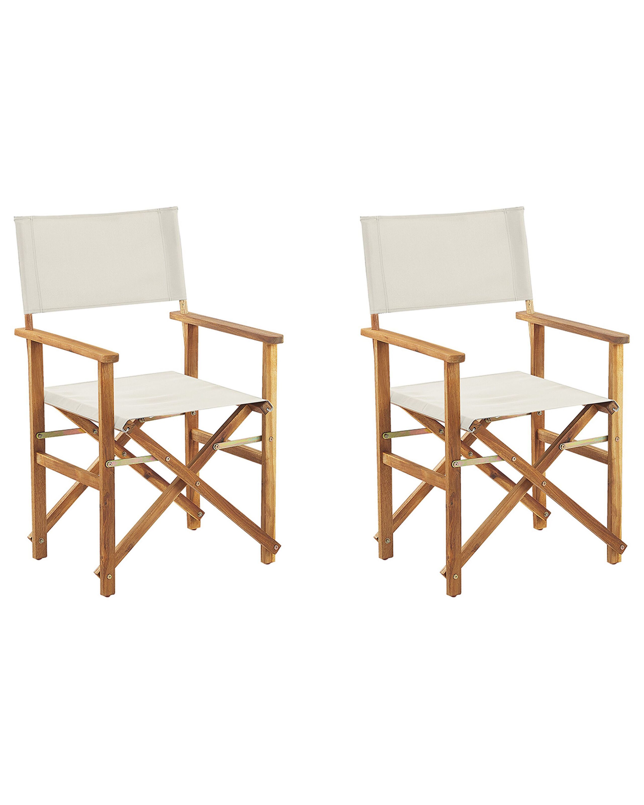 Conjunto de 2 sillas de jardín cine madera de acacia blanco crema