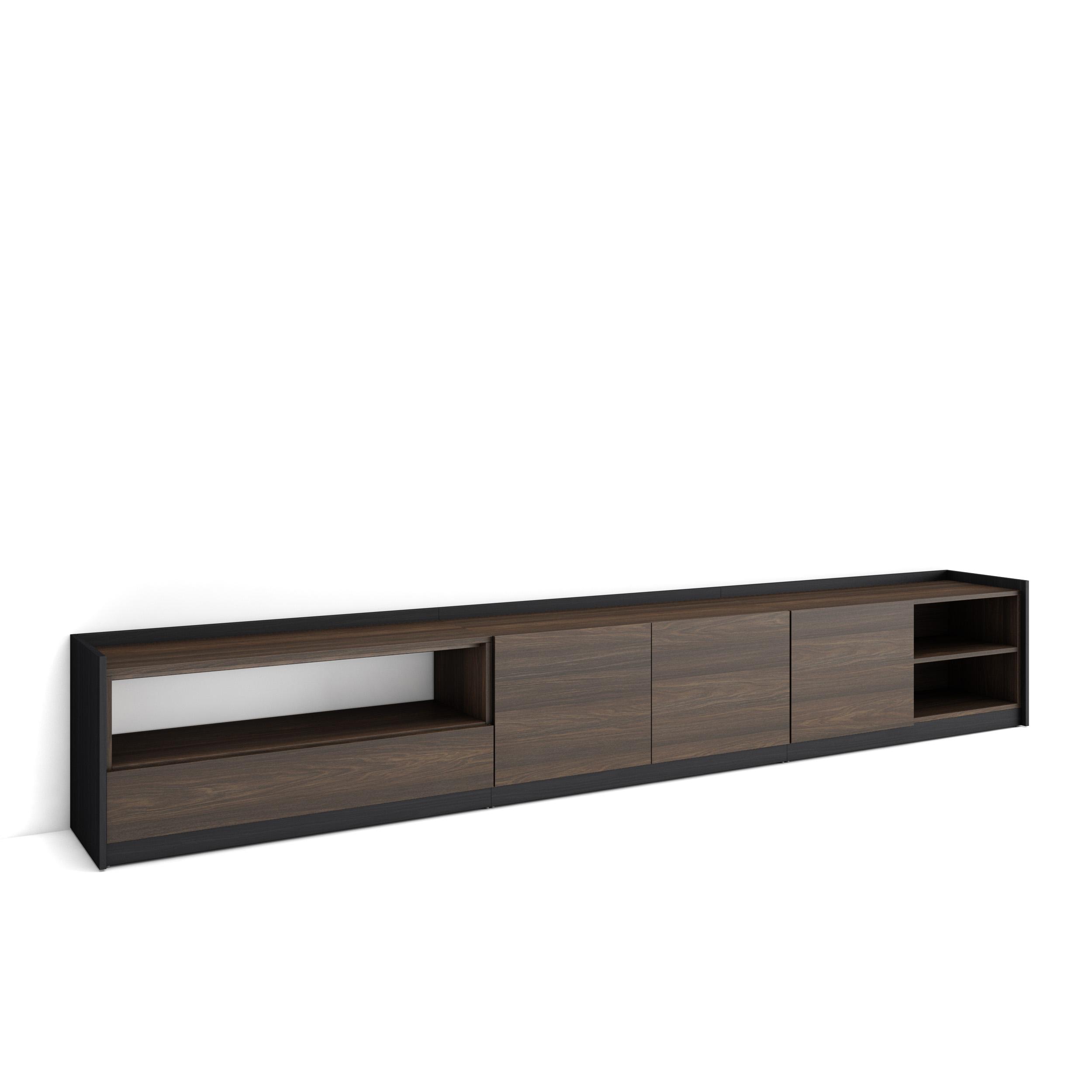 Mueble tv, 310x50x37cm, roble oscuro y negro rf4336