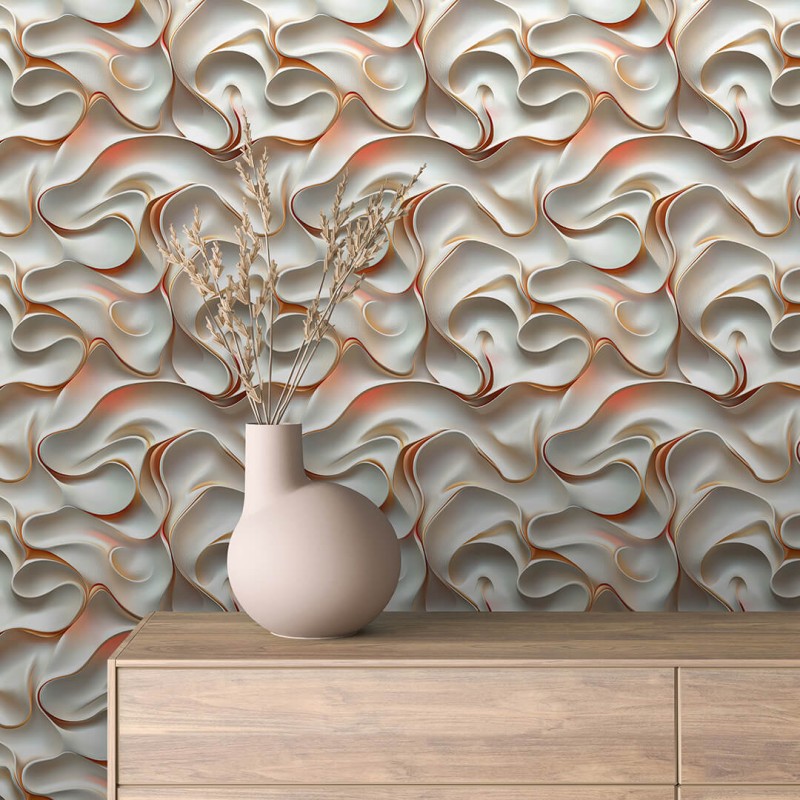 Papel pintado 3d olas beige 60cm por 300cm