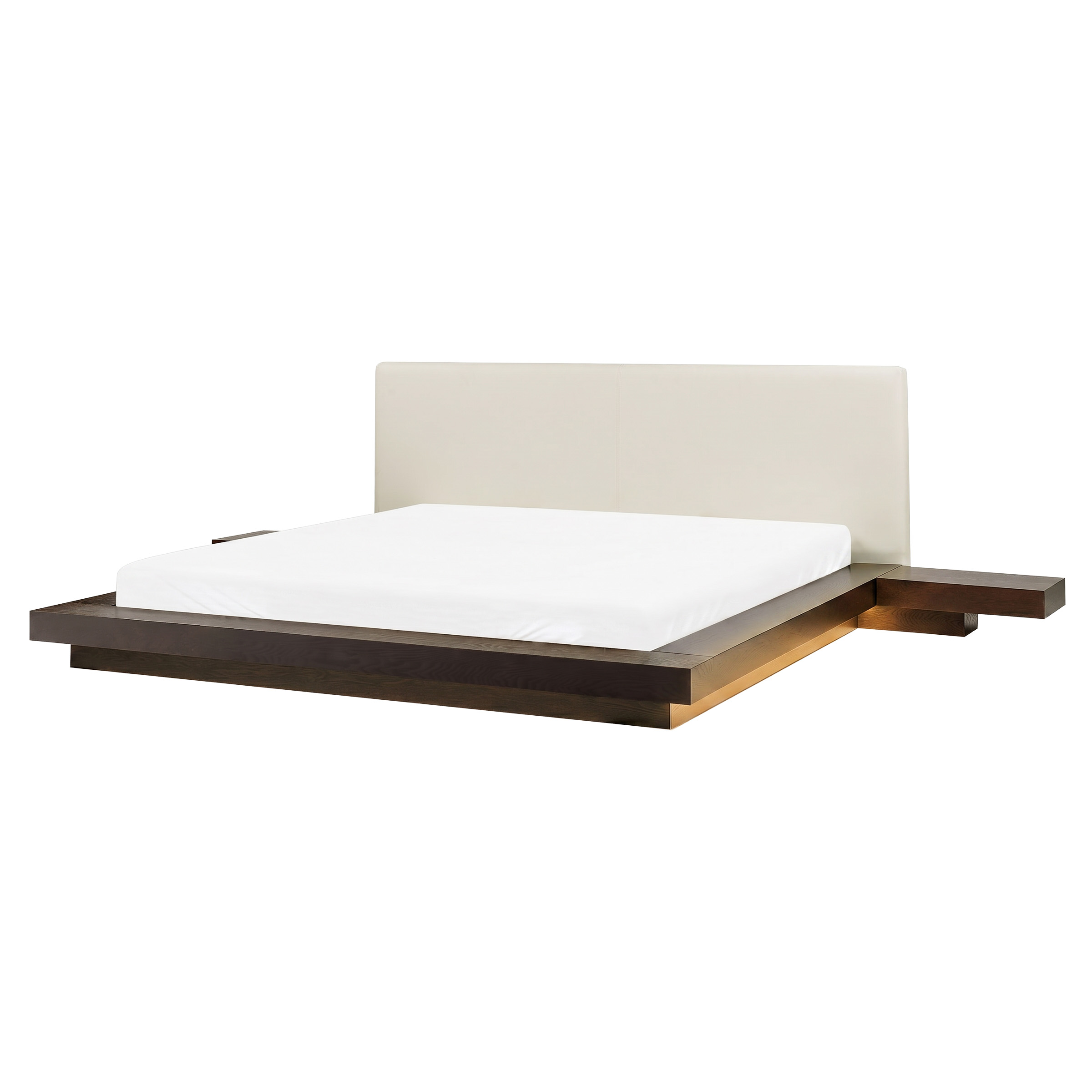 Cama LED piel sintética zen 160 x 200 cm fresno oscuro