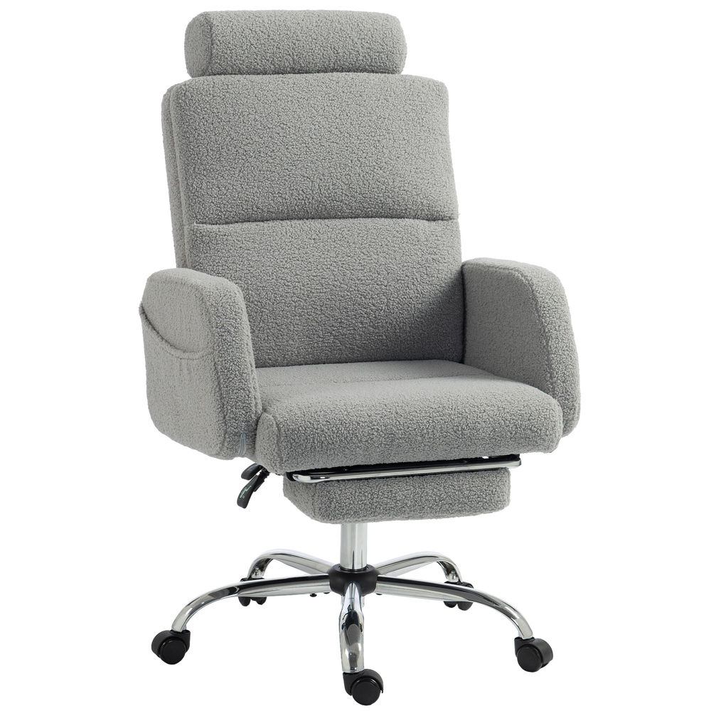 Silla de escritorio 67x74x115 cm borreguito color gris Homcom