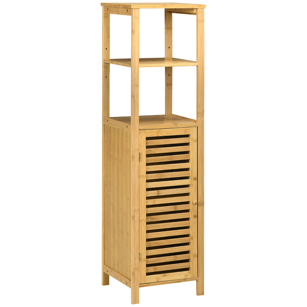 Armario de baño 32.9x29.9x120 cm bambú color marrón kleankin