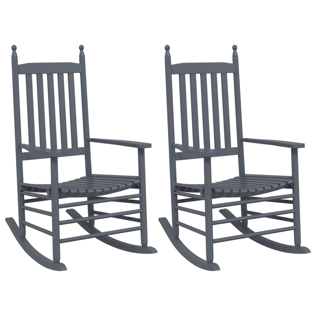 vidaXL mecedoras con asiento curvo 2 uds madera álamo maciza gris