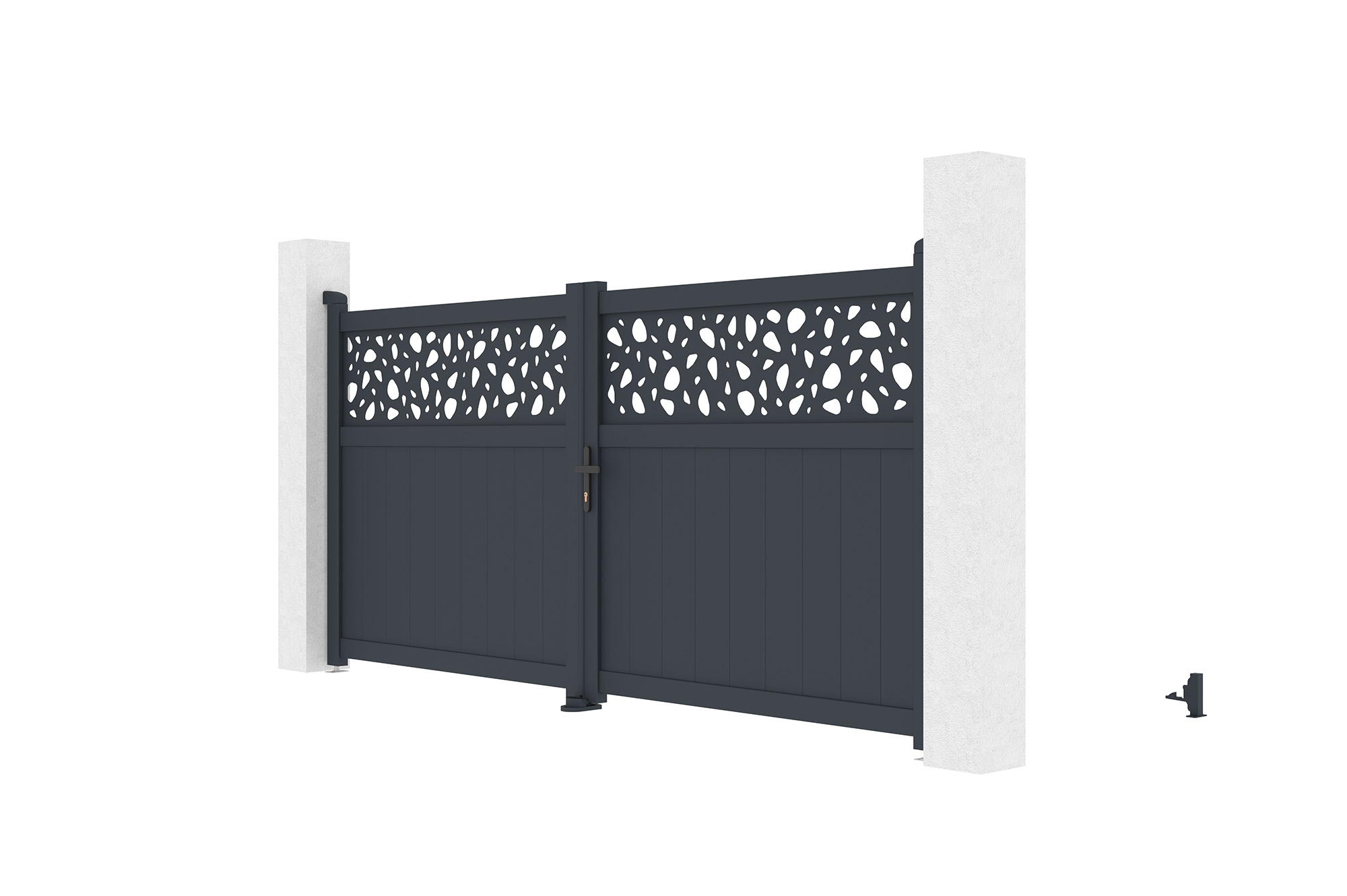 Puerta batiente sunny 3x1,4 m + puerta peatonal + motor ranger b150