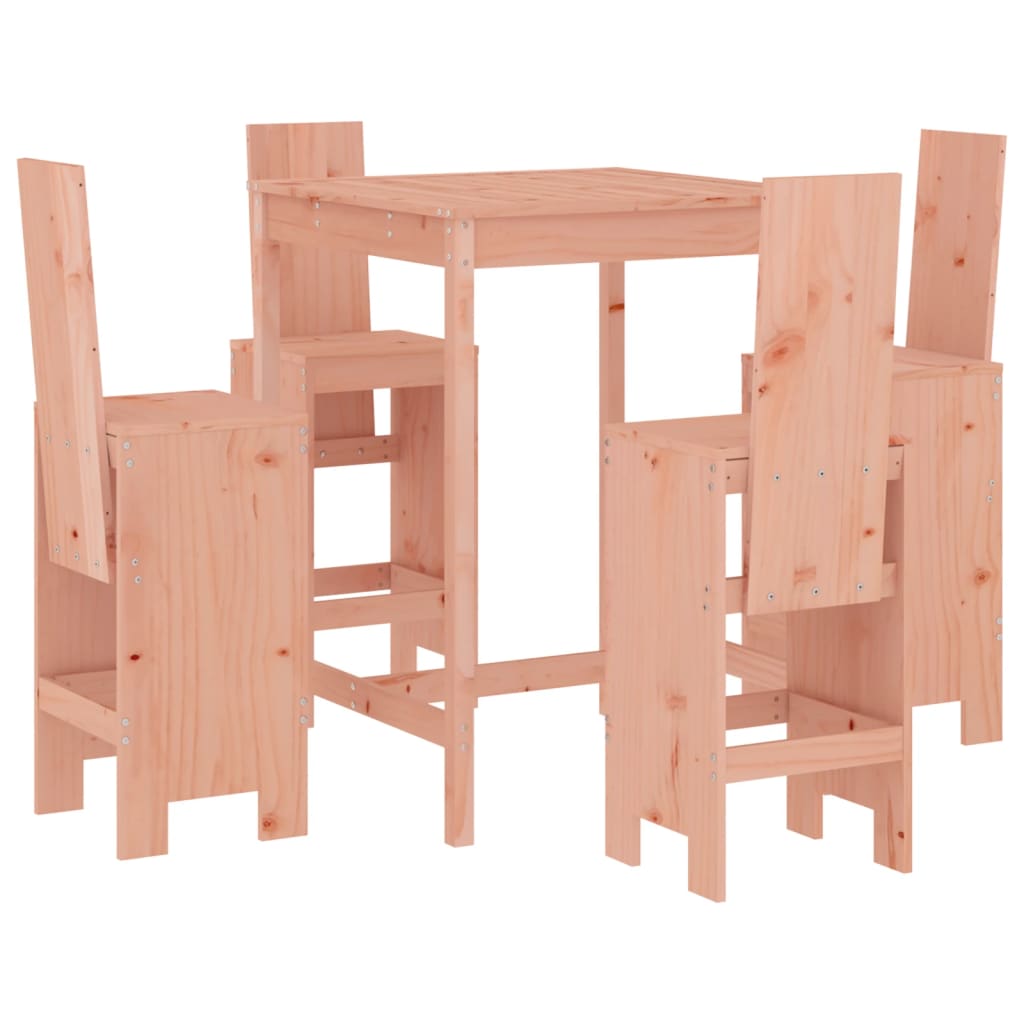 vidaXL mesa alta y taburetes de jardín 5 piezas madera maciza douglas