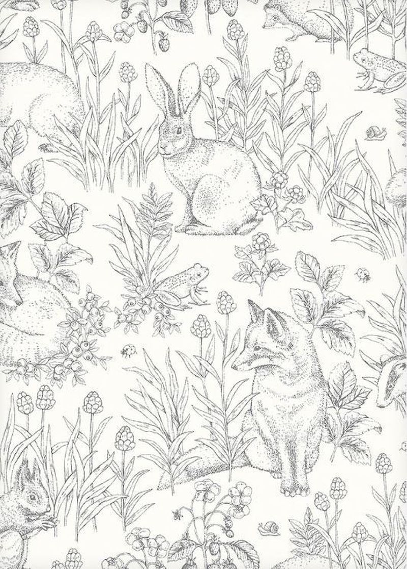 Borastapeter papel pintado animales del bosque vintage gris