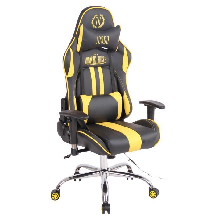 Silla de oficina ergonómica - polipiel - negro/amarillo