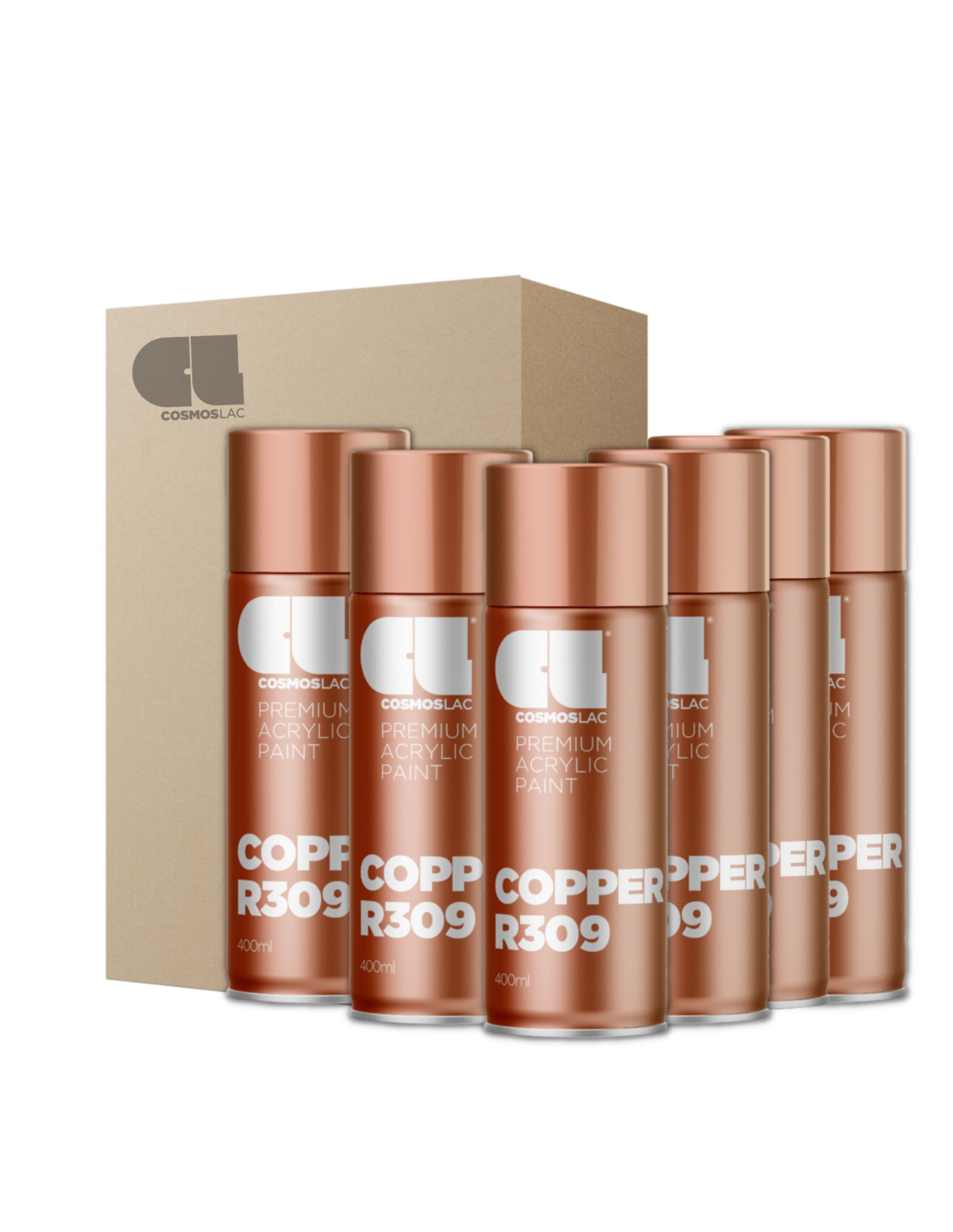 6 x spray premium acrylic brillante r309 cobre 400 ml