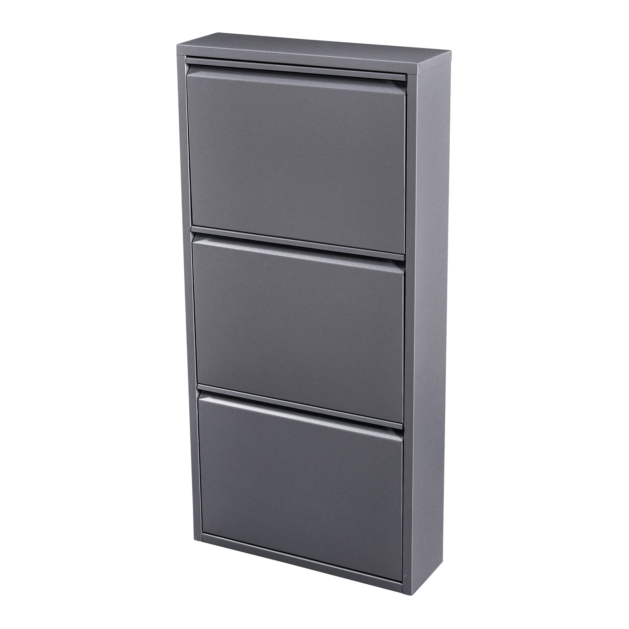 Zapatero sokndal con 3 puertas 104x50x15 cm metal - gris [en.casa]