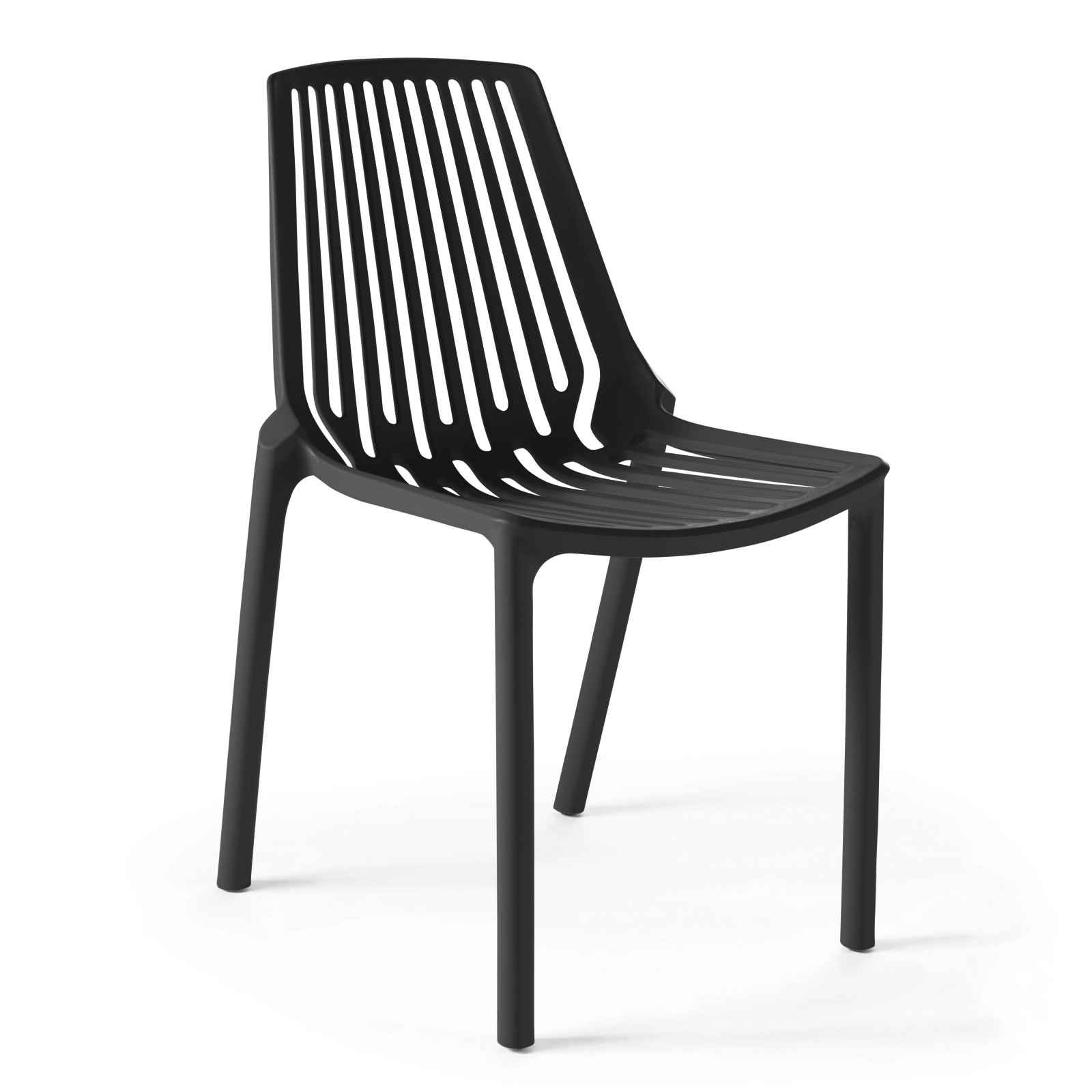 Oviala - silla de jardín de plástico negro con diseño perforado