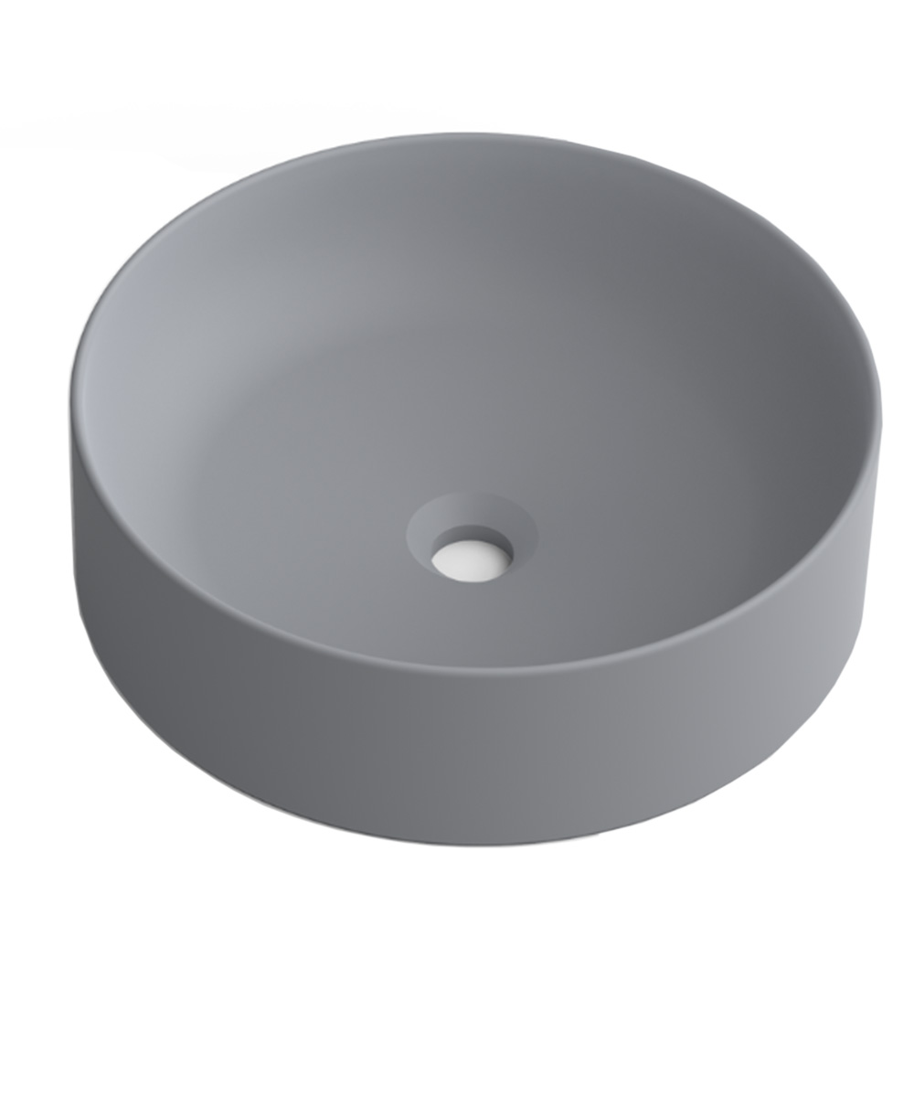 Lavabo sobre encimera gris | lavamanos redondo | 37 cm de diametro
