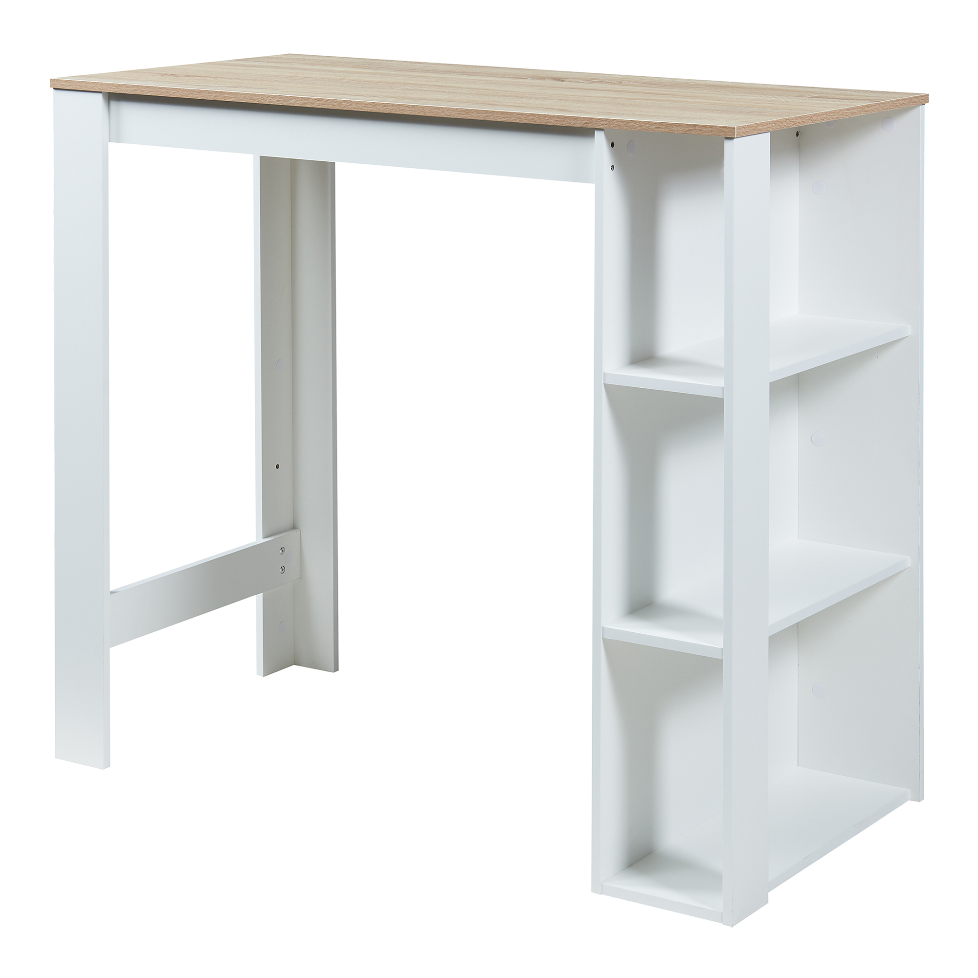 Mesa de bar danderyd con 3 estantes aglomerado 120x60x106 cm blanco / roble