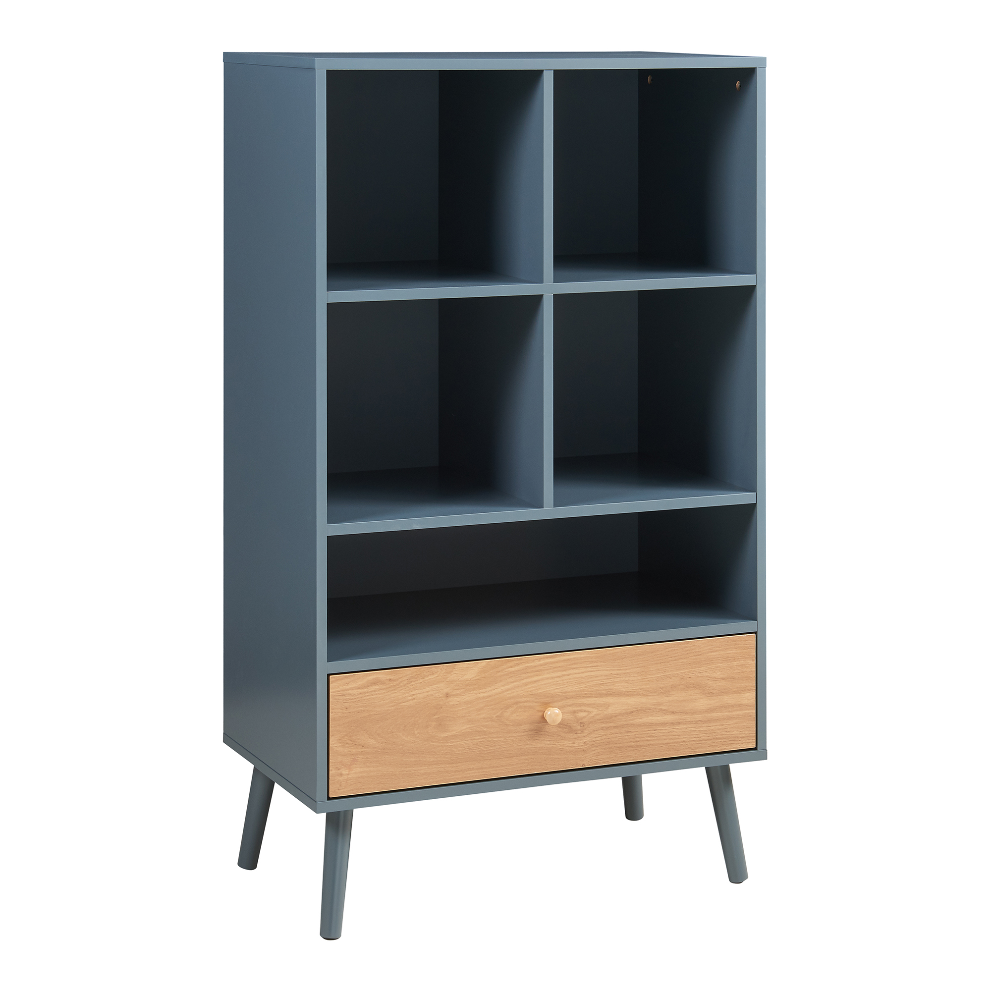 Librería reyljand 5 compartimentos abiertos 120x70x40cm gris/roble