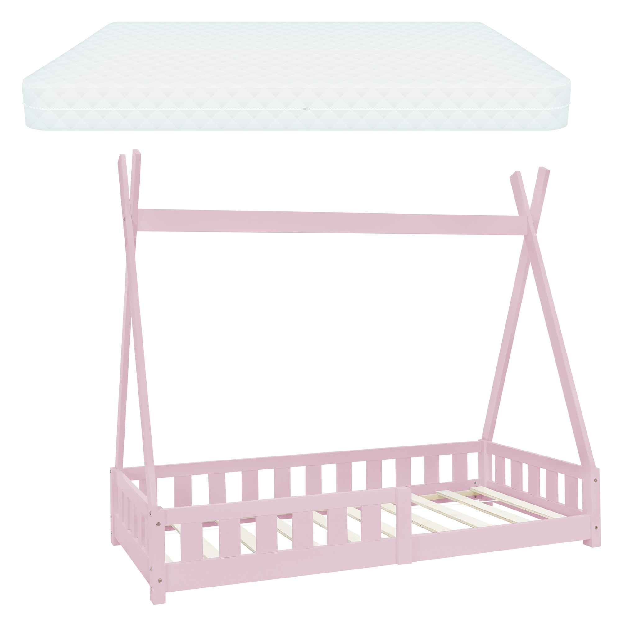 Cuna con protección anticaída y somier 80x160 cm ml-design