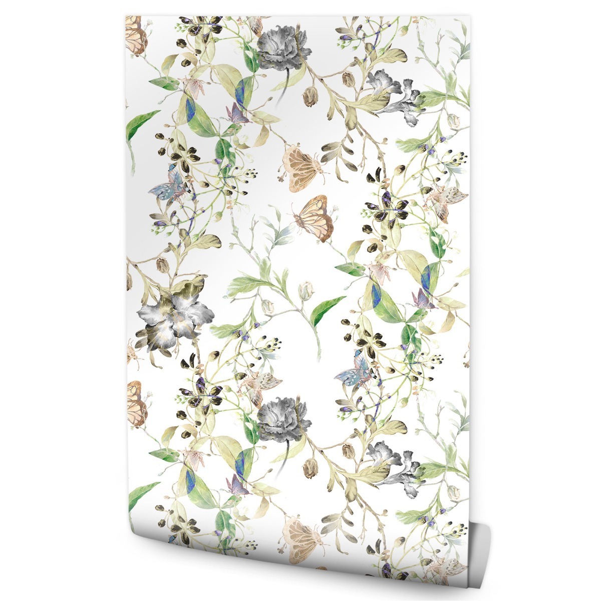 Papel Pintado Para Salón Con Mariposas Flores Hojas Naturaleza 53cm x 10m