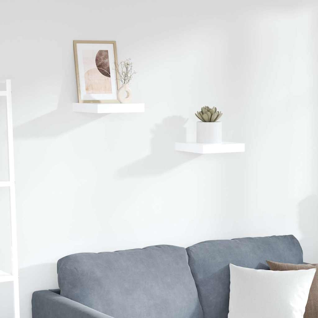 Estante flotante de pared 2 uds mdf blanco brillo 23x23,5x3,8cm