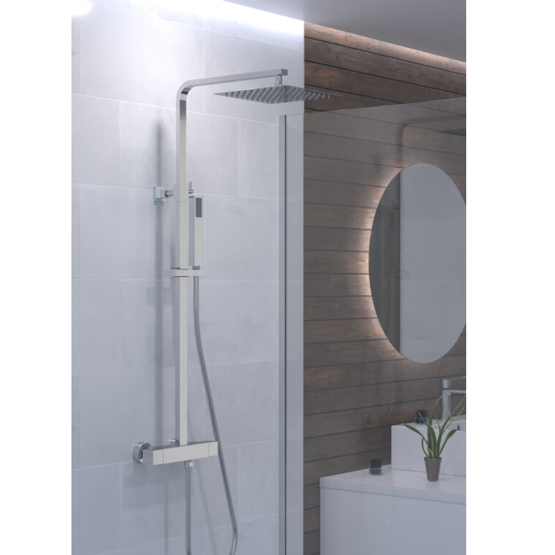 Conjunto de ducha termostatica quadra elite cuadrado cromo 25x25cm antical