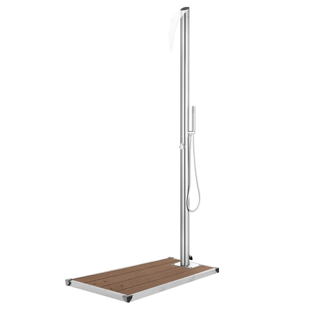 vidaXL ducha de jardín con base marrón 225 cm acero inoxidable