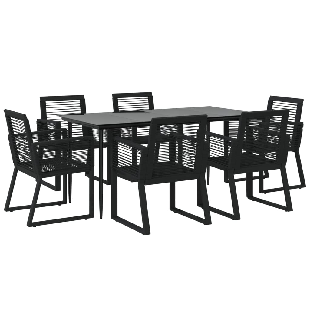 vidaXL juego de comedor para jardín 7 piezas ratán PVC negro